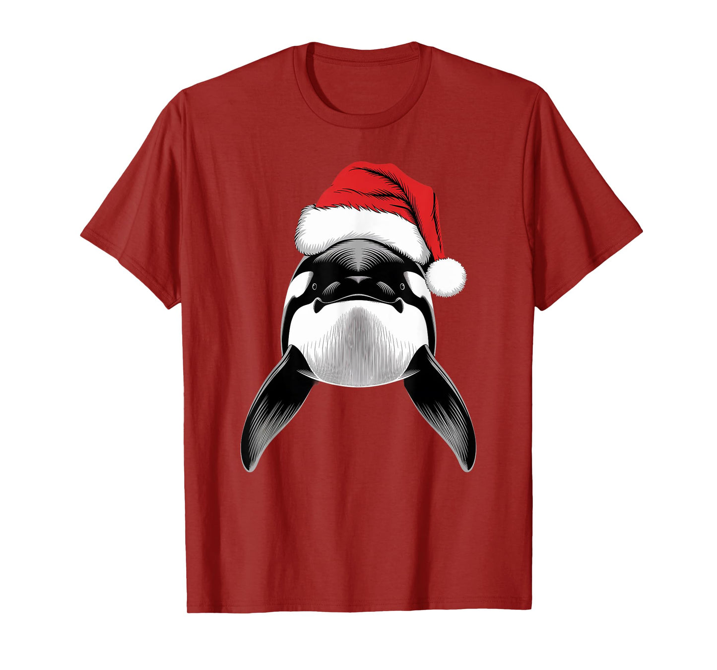 Joyful Orca Santa on Orca Christmas T-Shirt