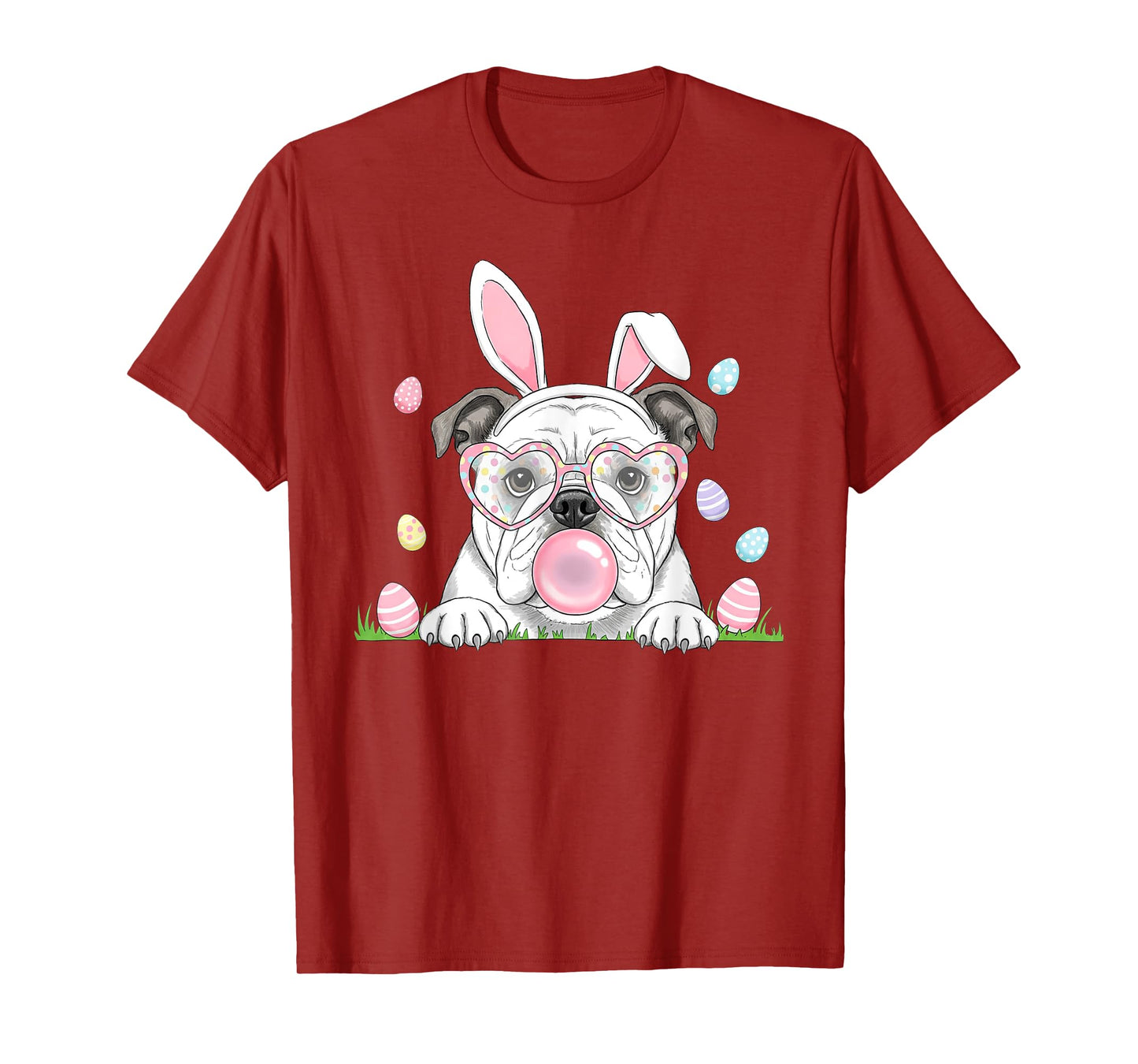 English Bulldog Bunny Bubble Gum Easter Day Womens Mens Kids T-Shirt