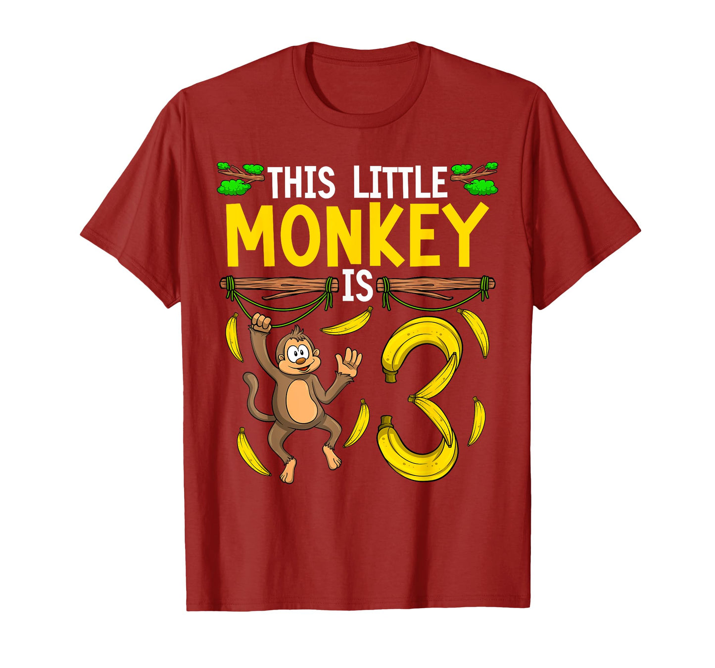 Monkey Birthday Shirt 3rd Monkey Theme Party Kids T-Shirt