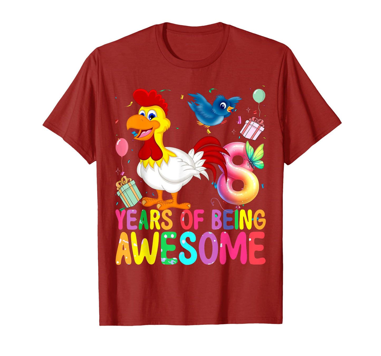 8 Years Old Chicken 8th Birthday Girl Chicken Party T-Shirt