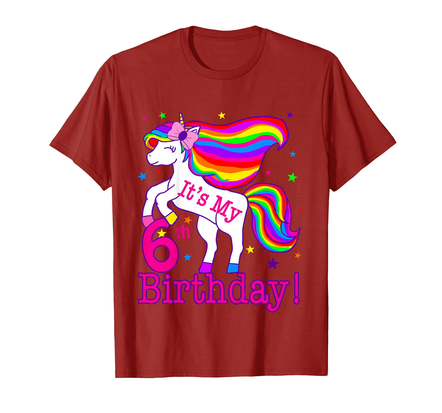 Its my 6th Birthday Rainbow Star Unicorn (6 Year Old) Girls T-Shirt