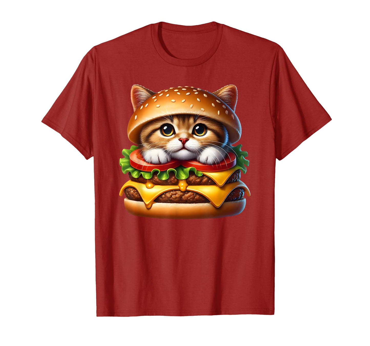 Funny Fast Food Cat Burger Lover Cute Cats Cheeseburger Men Women Kids T-Shirt