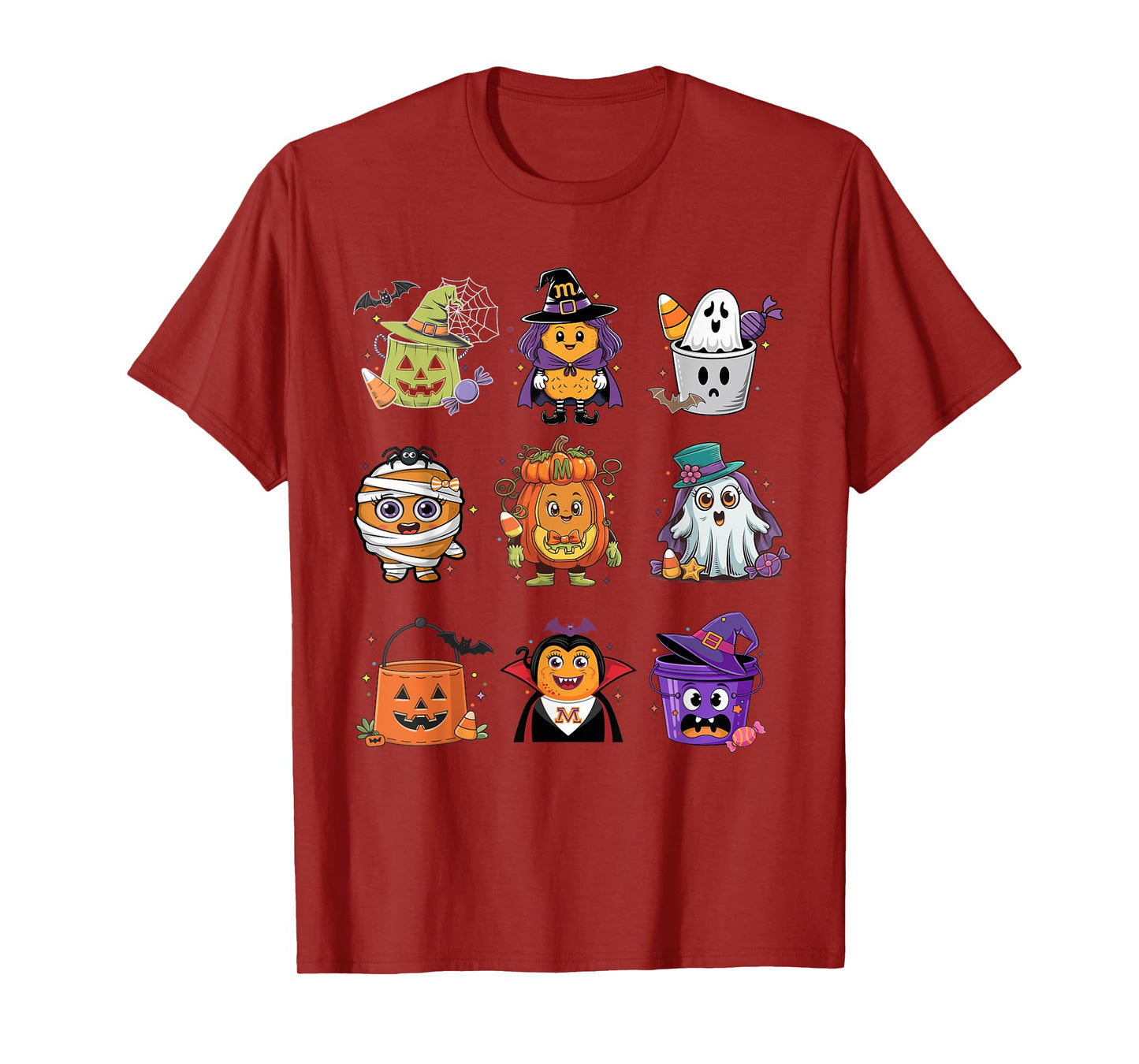 Cute Spooky Chicken Nuggets Pumpkin Halloween 90's Vintage T-Shirt
