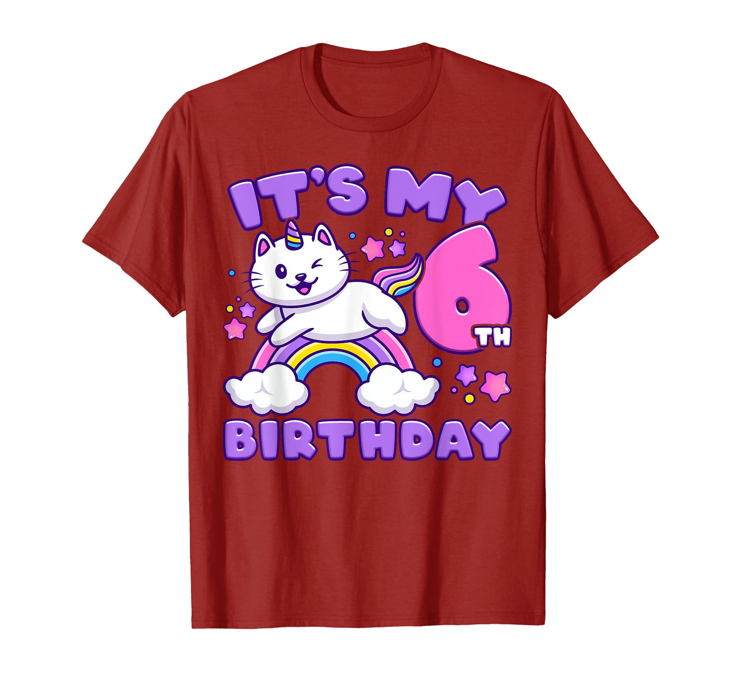 Birthday girl 6 years old, cat, unicorn, 6th birthday T-Shirt