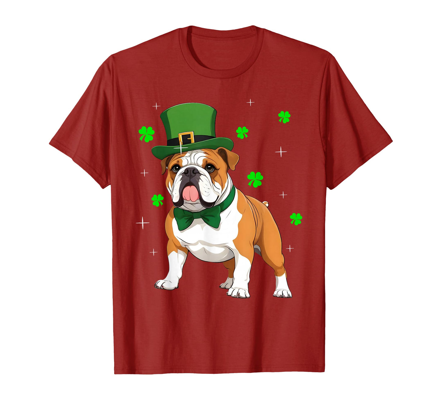 Shamrock Leprechaun Hat English Bulldog St Patrick's Day Men Women Kids T-Shirt
