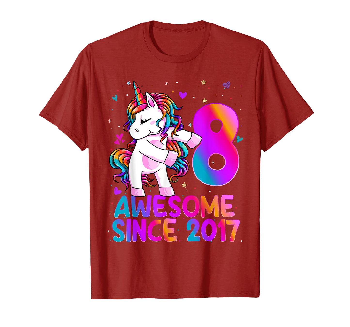 Flossing Unicorn 8 Year Old 8th Birthday Girl Unicorn Party T-Shirt