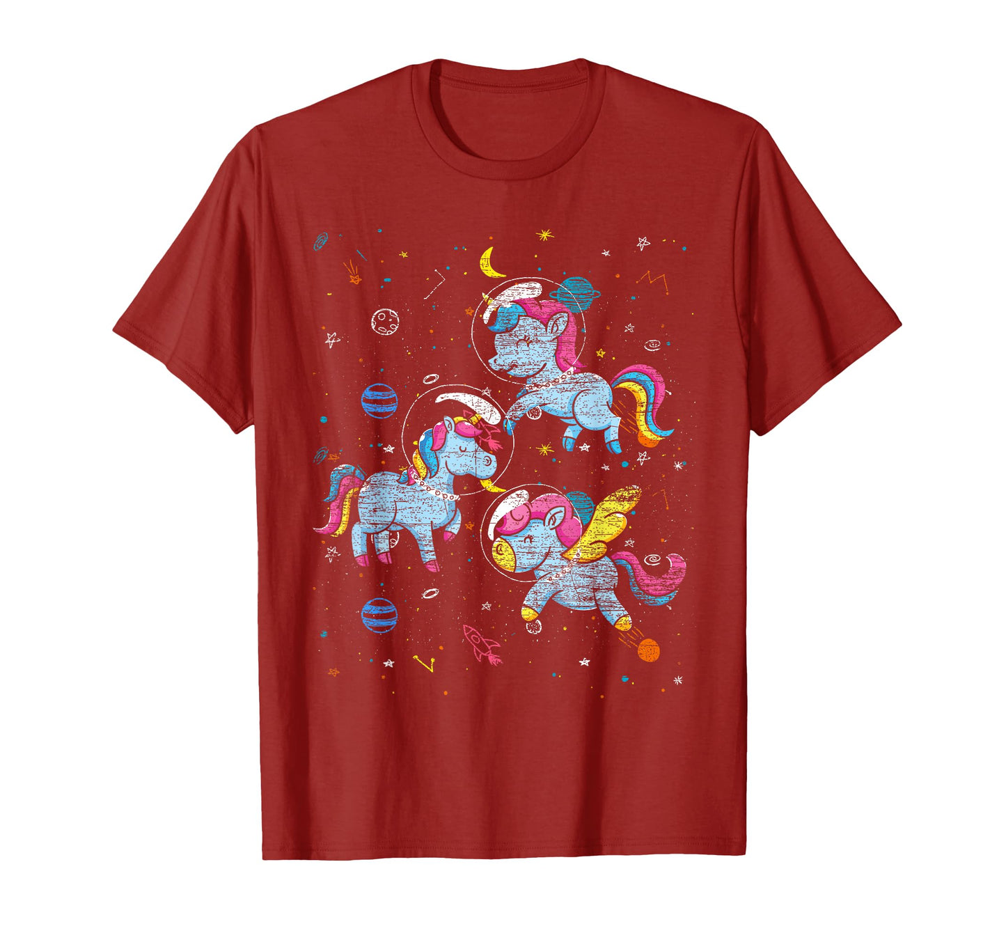 Astronaut Outer Space Planets Magical Girls Gift Unicorn T-Shirt