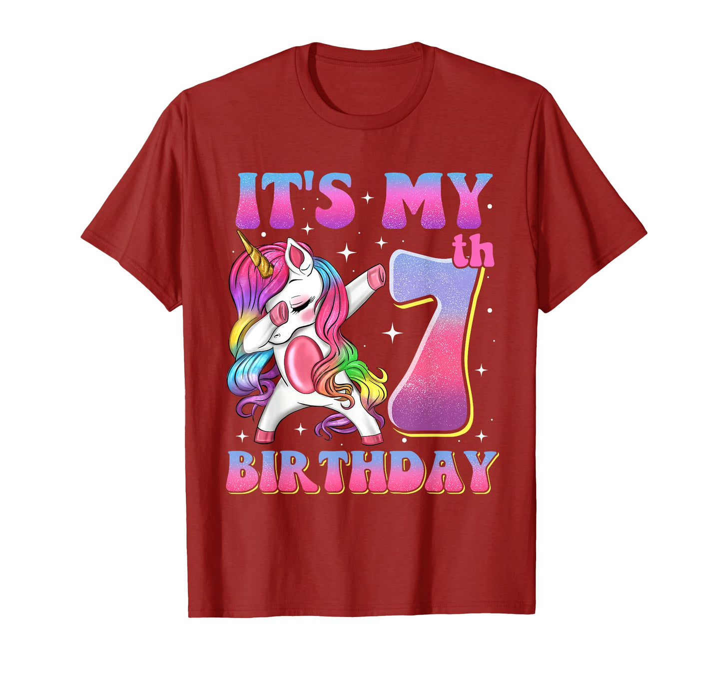 It's My 7th Birthday Dabbing Unicorn 7 Year Old Girls Kids T-Shirt