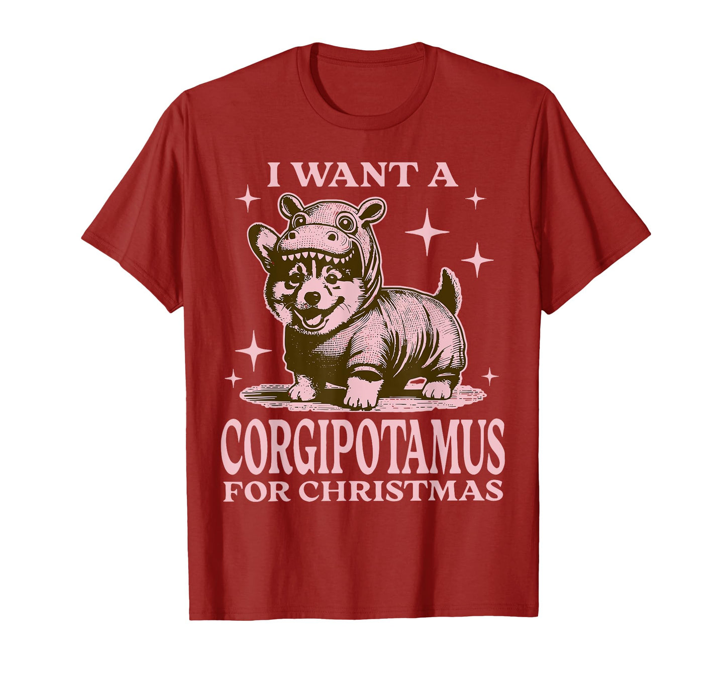 I Want A Corgipotamus For Christmas Funny Corgi Christmas T-Shirt