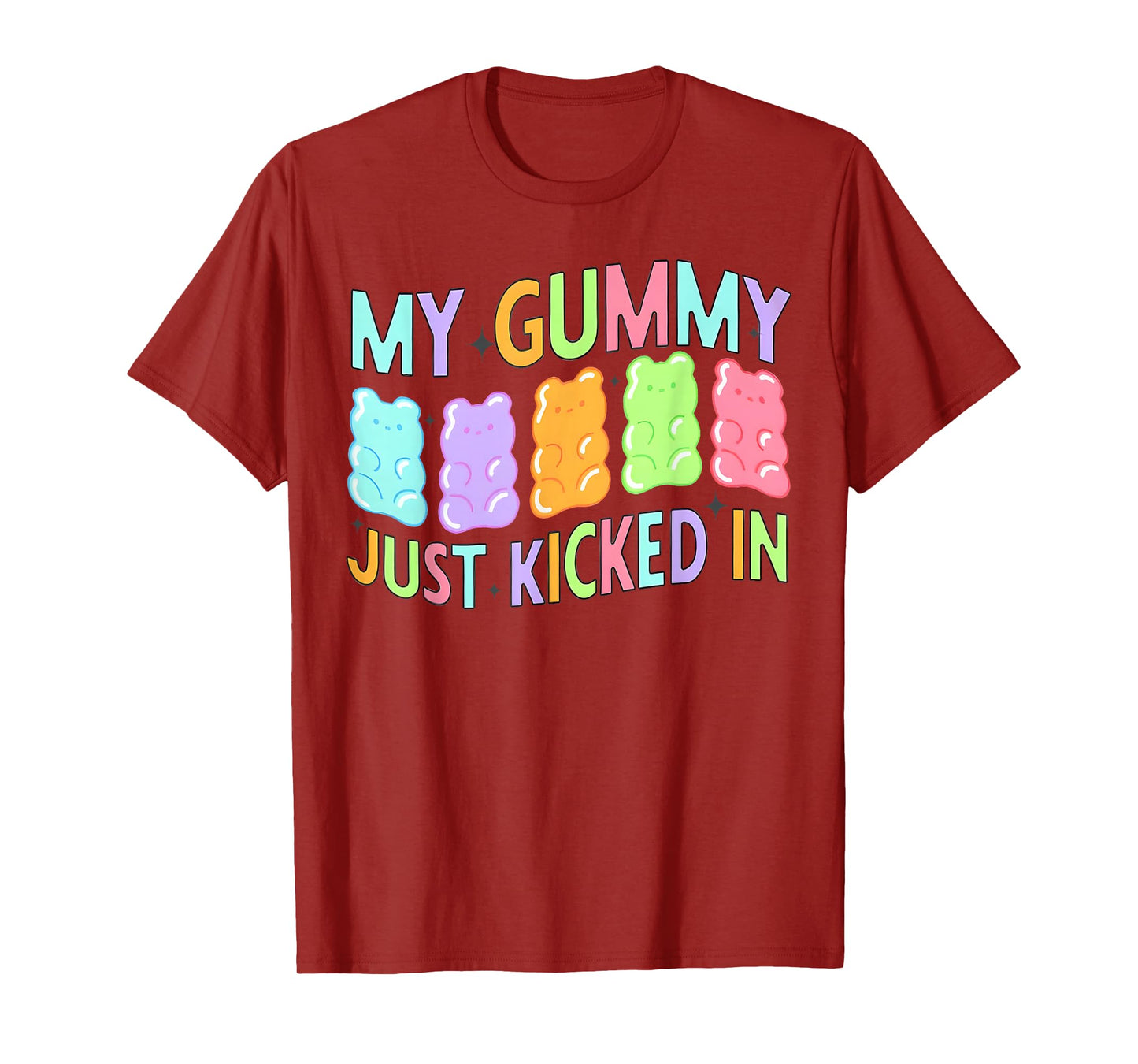 Funny My Gummy Just Kicked In Unisex-Adults Black Cotton 50% Polyester 50% Modern Casual Humorous Design T-Shirt