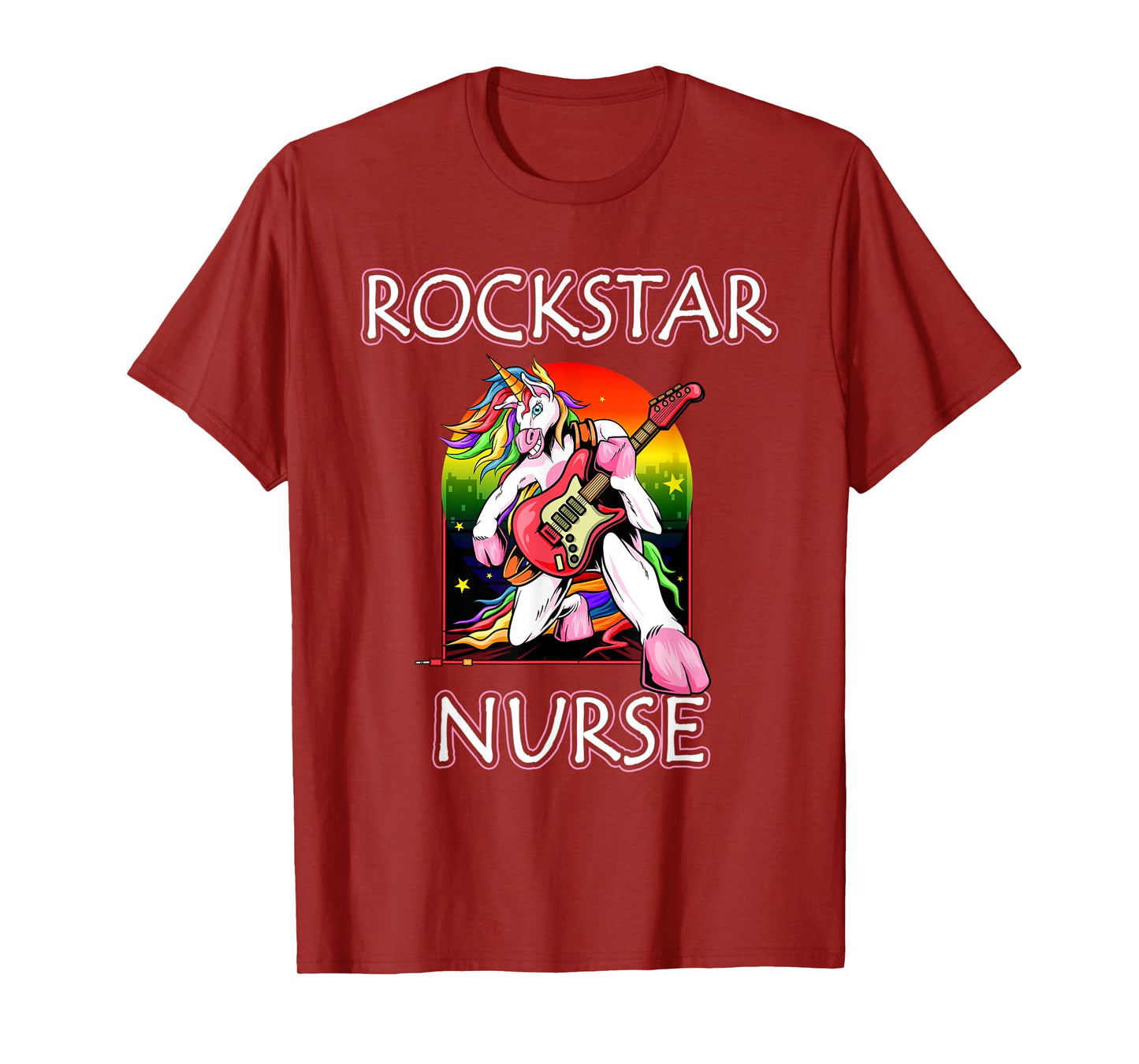 Unicorn Nurse Rockstar Rock Guitar Music Band Nursing T-Shirt