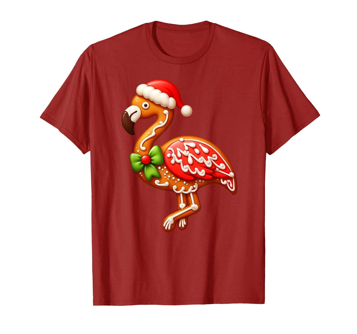 Funny Gingerbread Man Flamingo Christmas Womens Mens Kids T-Shirt
