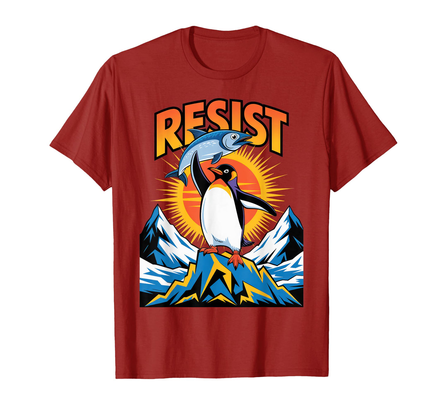 Penguins Protest Against Tariffs Funny Penguin Tariff T-Shirt