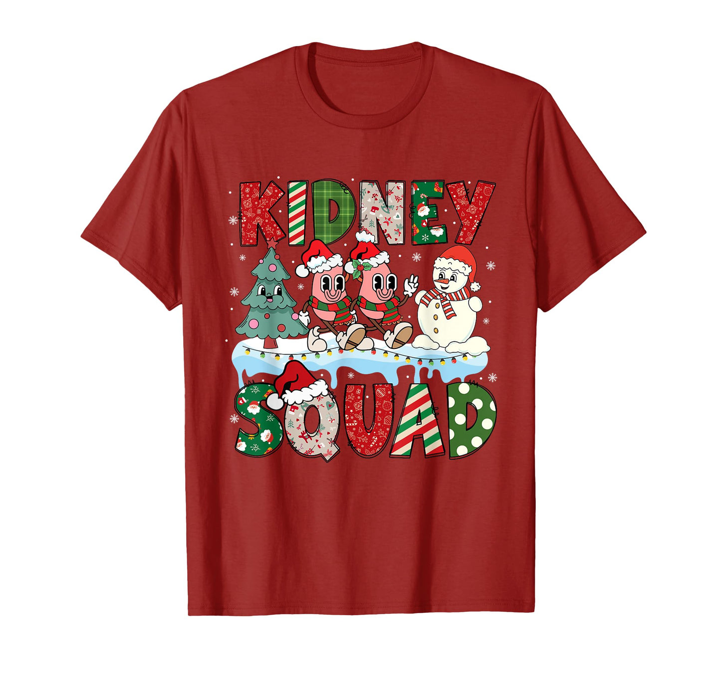 Kidney Squad Xmas Tree Snowman Dialysis Nurse Christmas T-Shirt