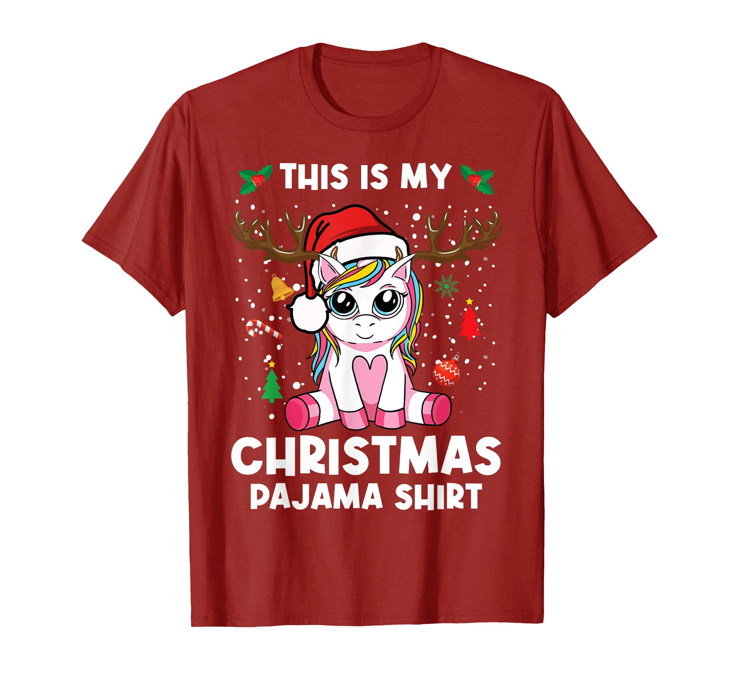 This Is My Christmas Pajama Shirt Girls Unicorn Christmas T-Shirt
