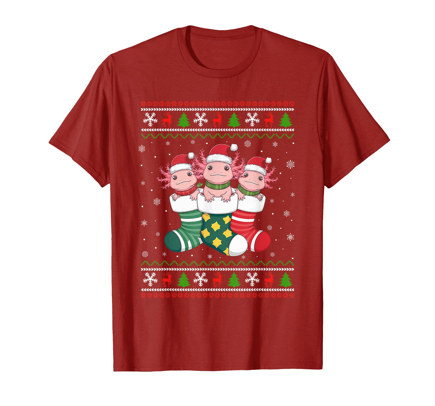Ugly Xmas Sweater Axolotl In Christmas Socks T-Shirt
