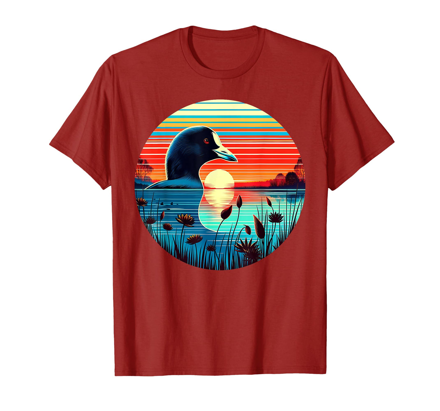 Coot Bird Sunset Retro Style Safari Vintage 70s T-Shirt