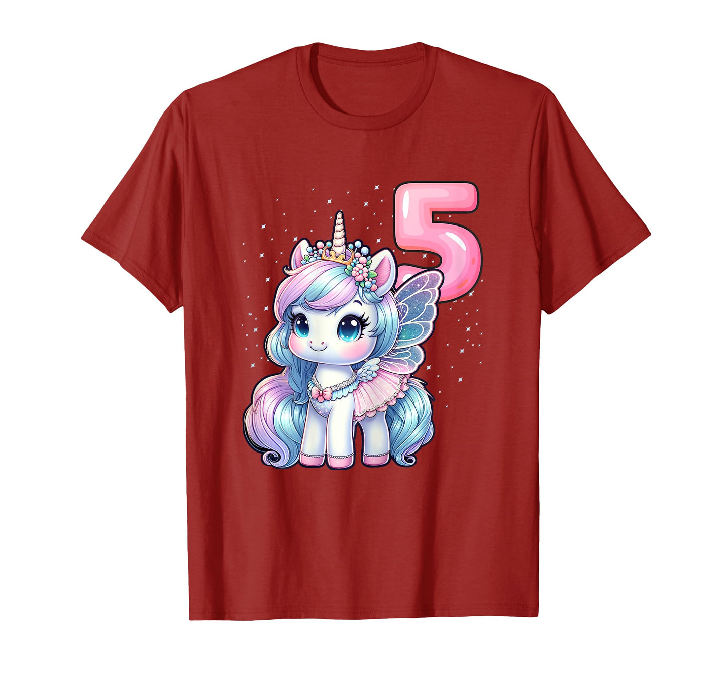 Unicorn Fairy 5th Birthday 5 Year Old Party Girls Outfit T-Shirt