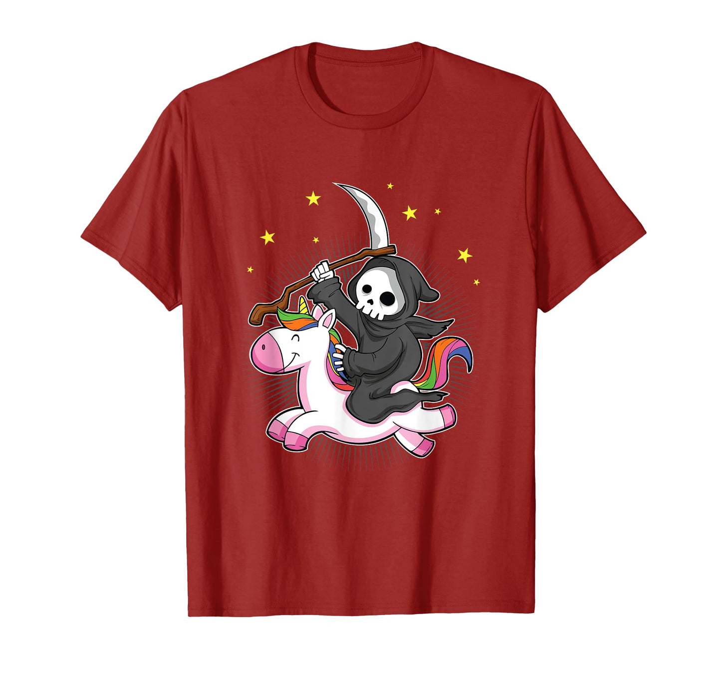 Death Metal Rock Music Halloween Grim Reaper Riding Unicorn T-Shirt