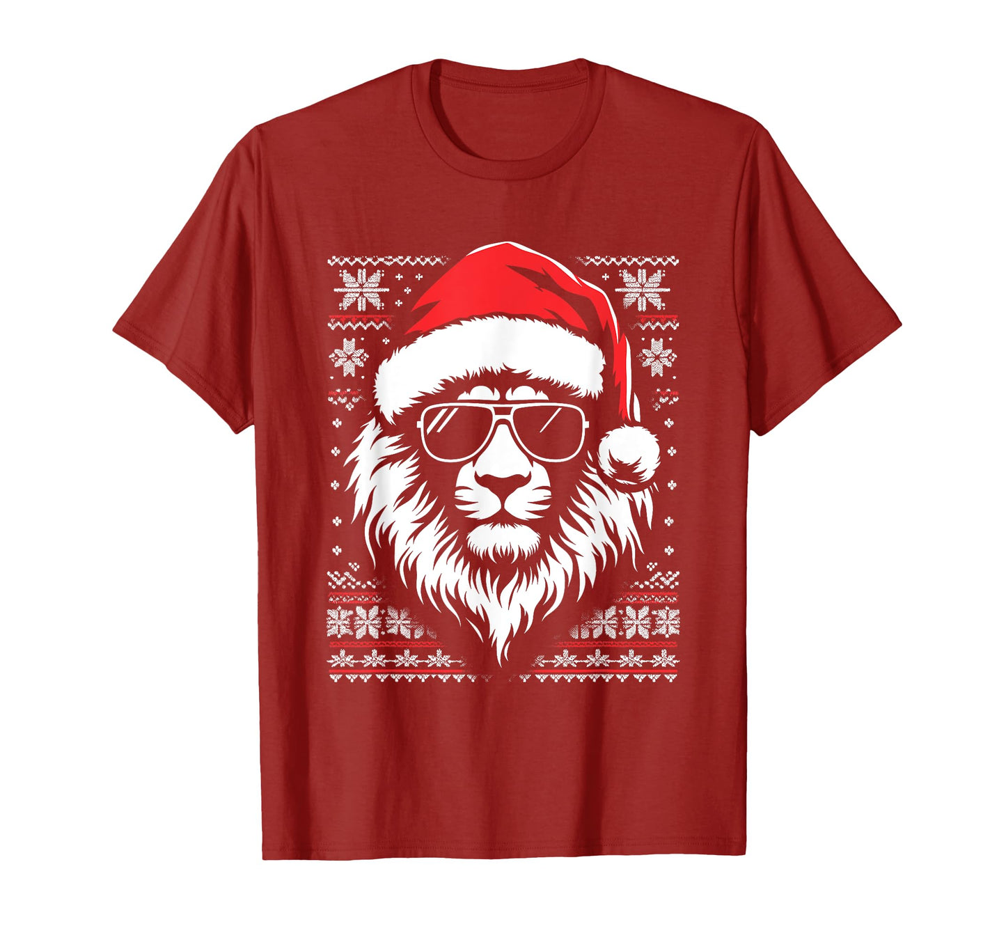 Lion King Santa Hat - Vintage Lion Xmas Ugly Christmas T-Shirt