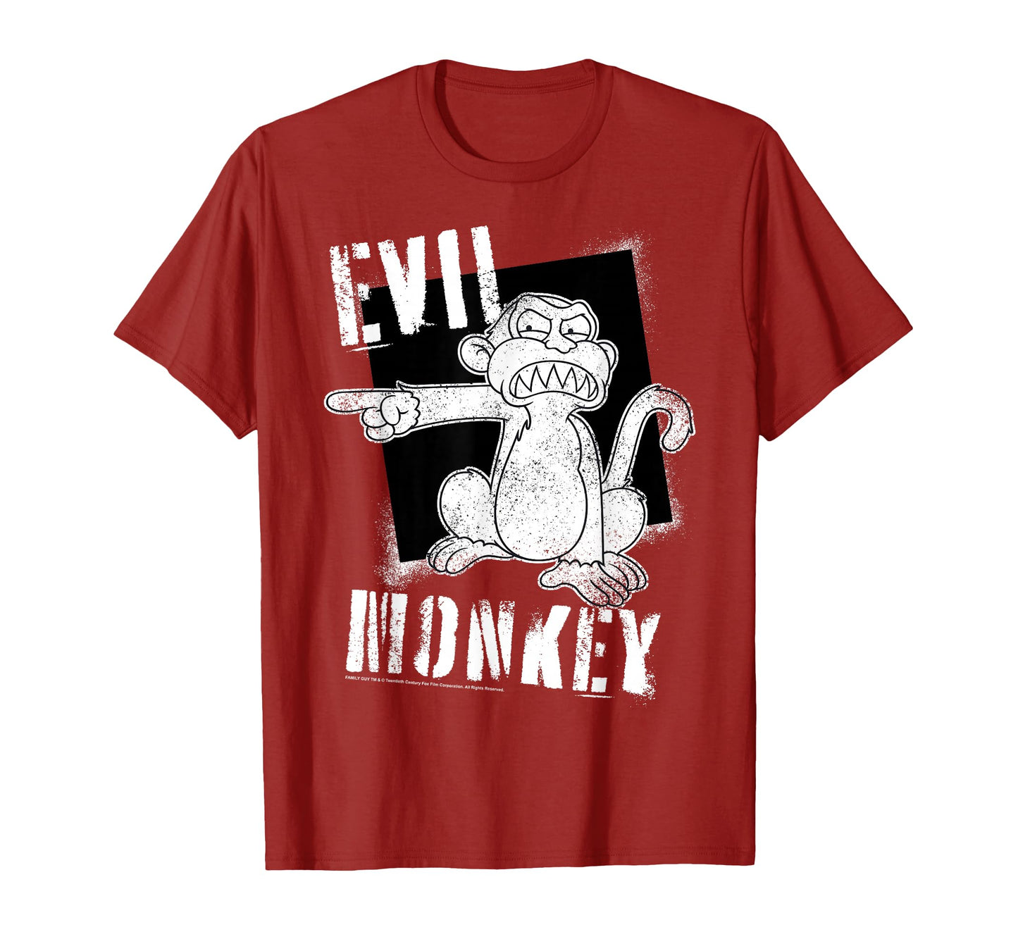 Family Guy Evil Monkey Angry Distressed Big Chest Poster T-Shirt
