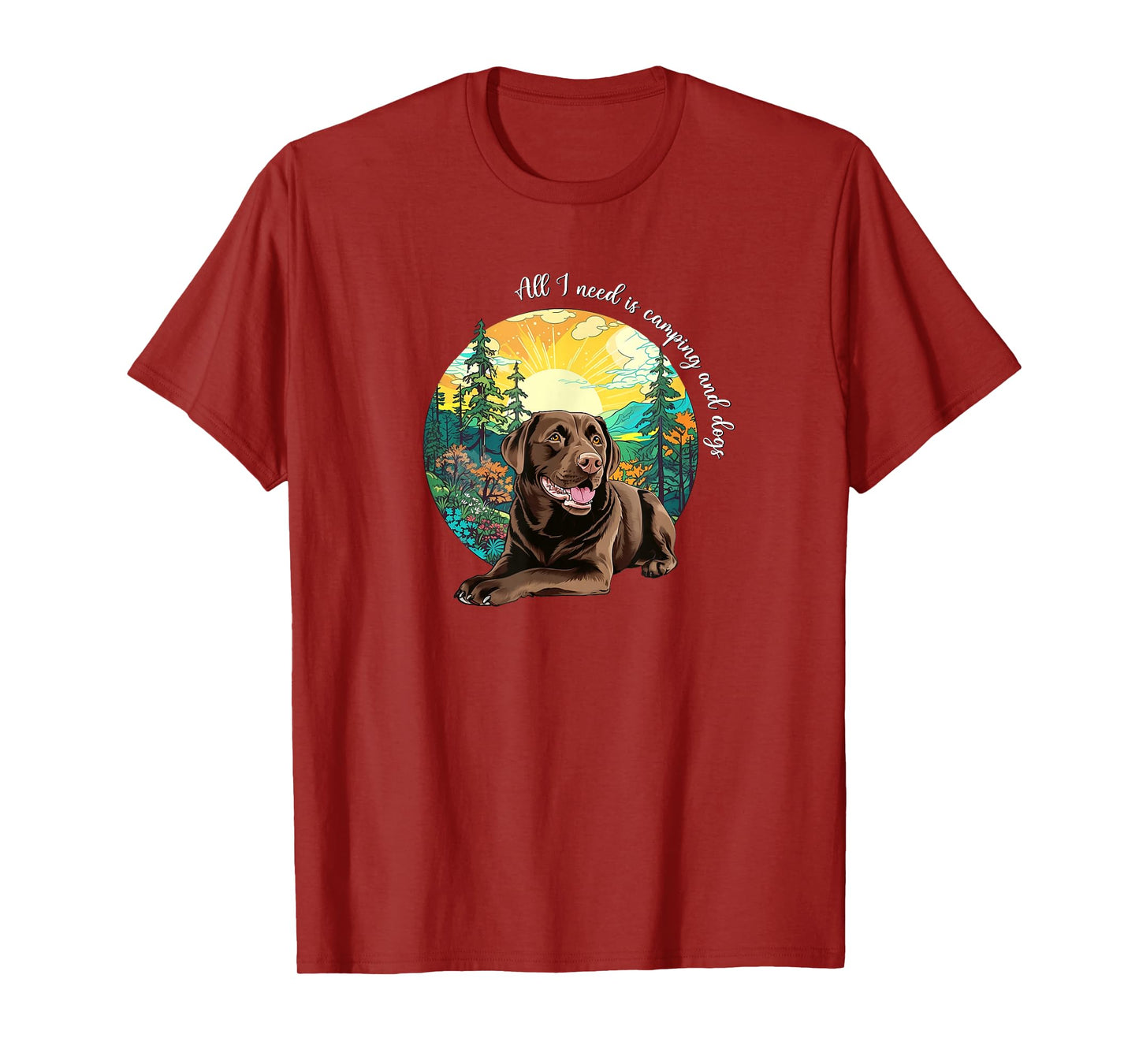 Funny Cute Mens Womens Camping Chocolate Lab Dog Lover T-Shirt