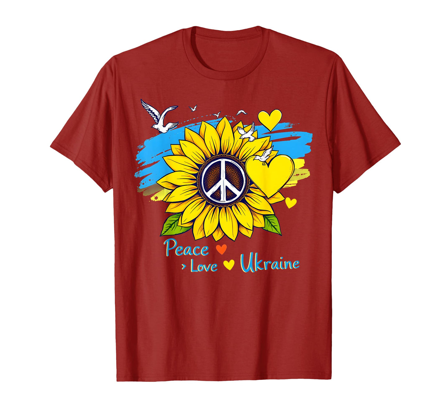 Sunflower Ukraine Flag Map Peace Love Ukraine Ukrainian T-Shirt