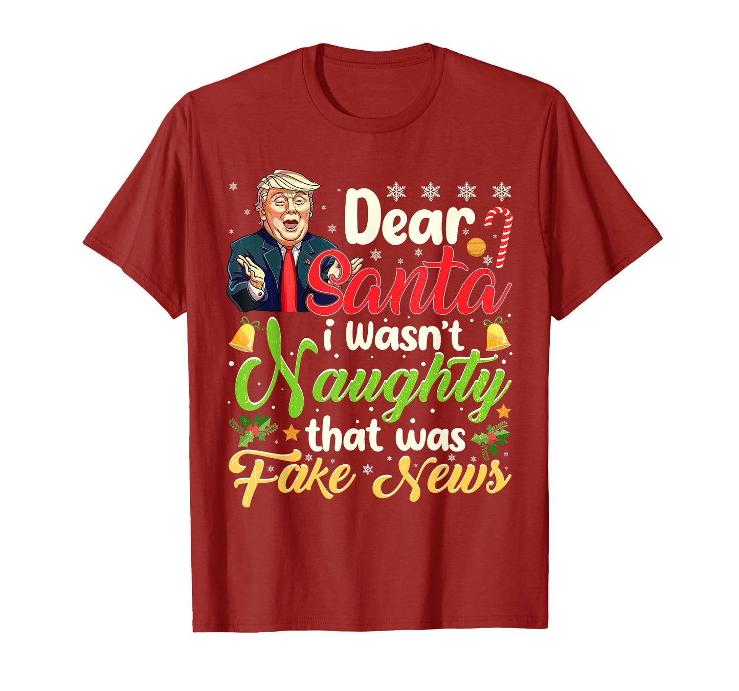 Christmas Trump Dear Santa Fake News Funny Xmas Men Women T-Shirt