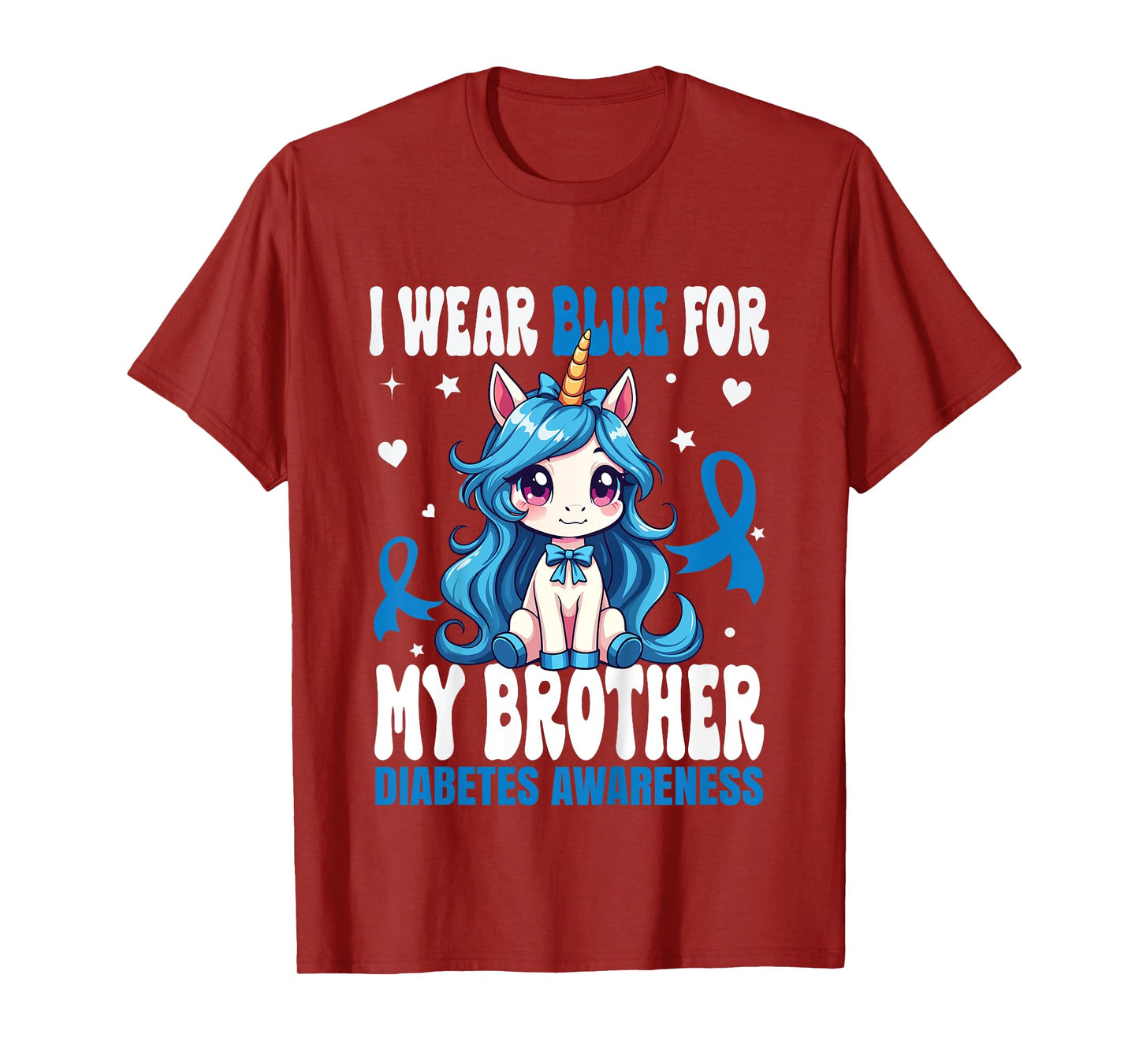 Kids I Wear Blue For My Brother Diabetes Awareness T1D Diabetes T-Shirt
