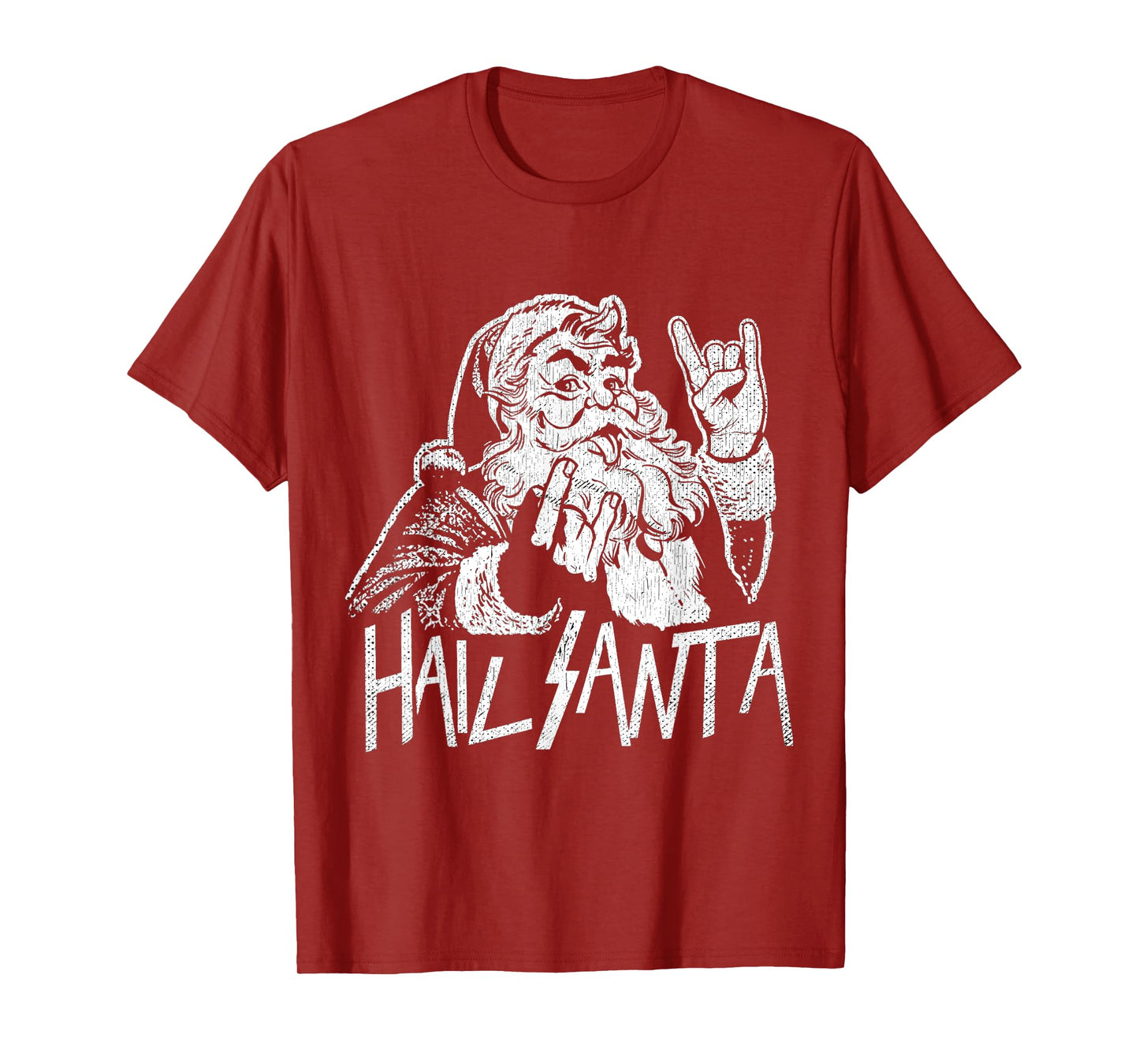 Hail Santa Heavy Metal Goth Sarcastic Rock Band Christmas T-Shirt