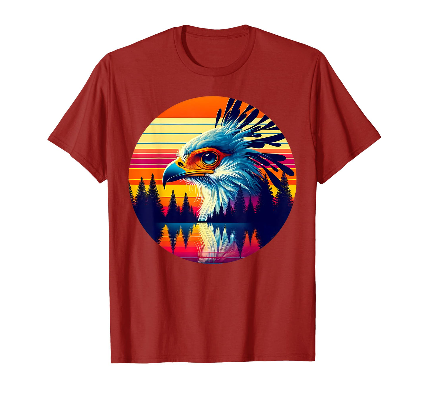 Secretary Bird Sunset Retro Style Safari Vintage 70s T-Shirt