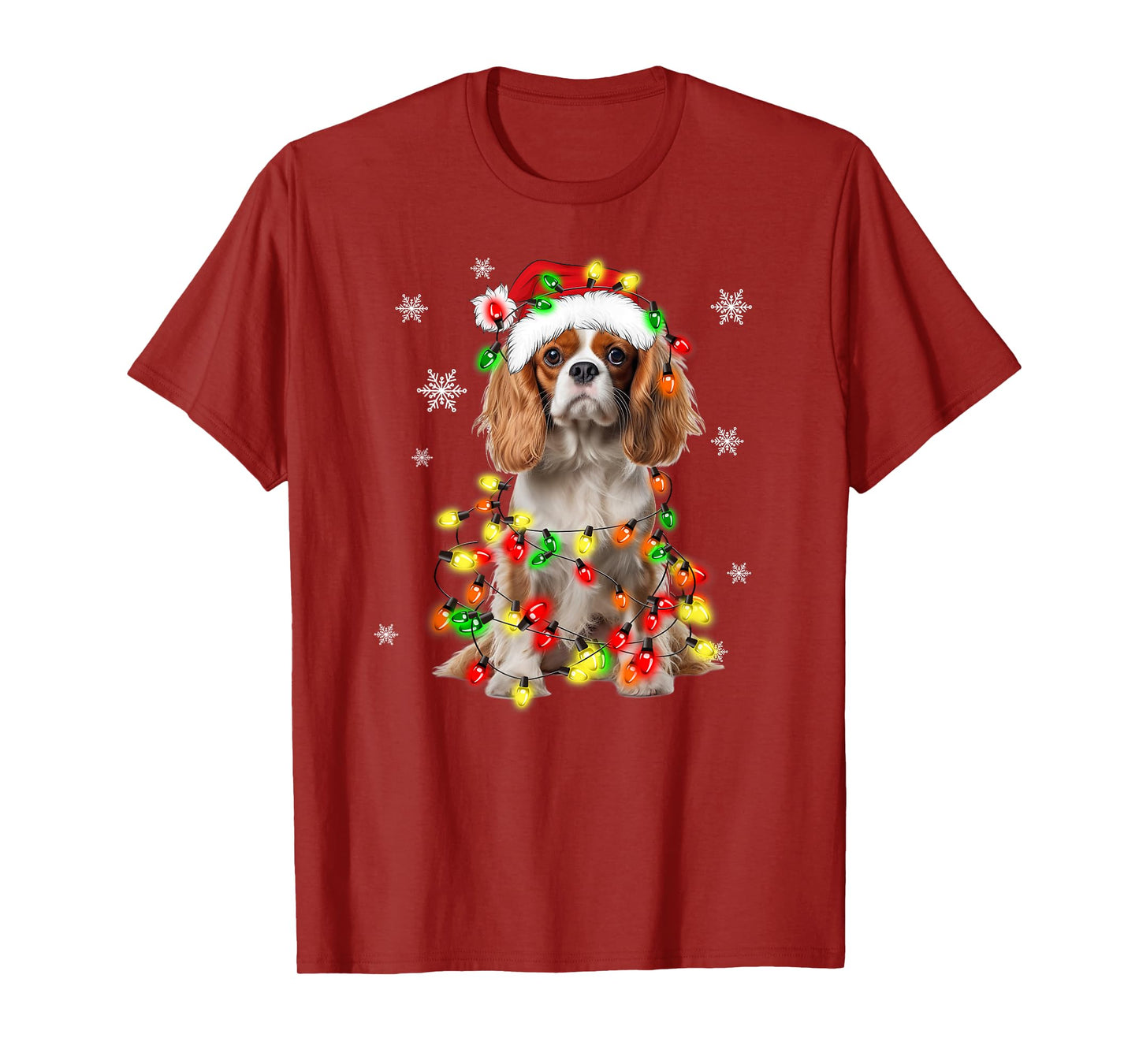 Cavalier King Charles Spaniel Dog Christmas Lights Pajama T-Shirt for Men Women Kids