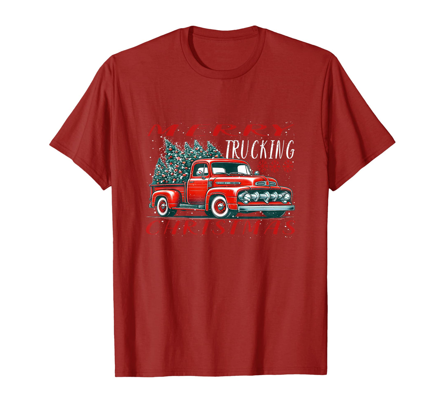 Red Retro Truck with Christmas tree T-Shirt