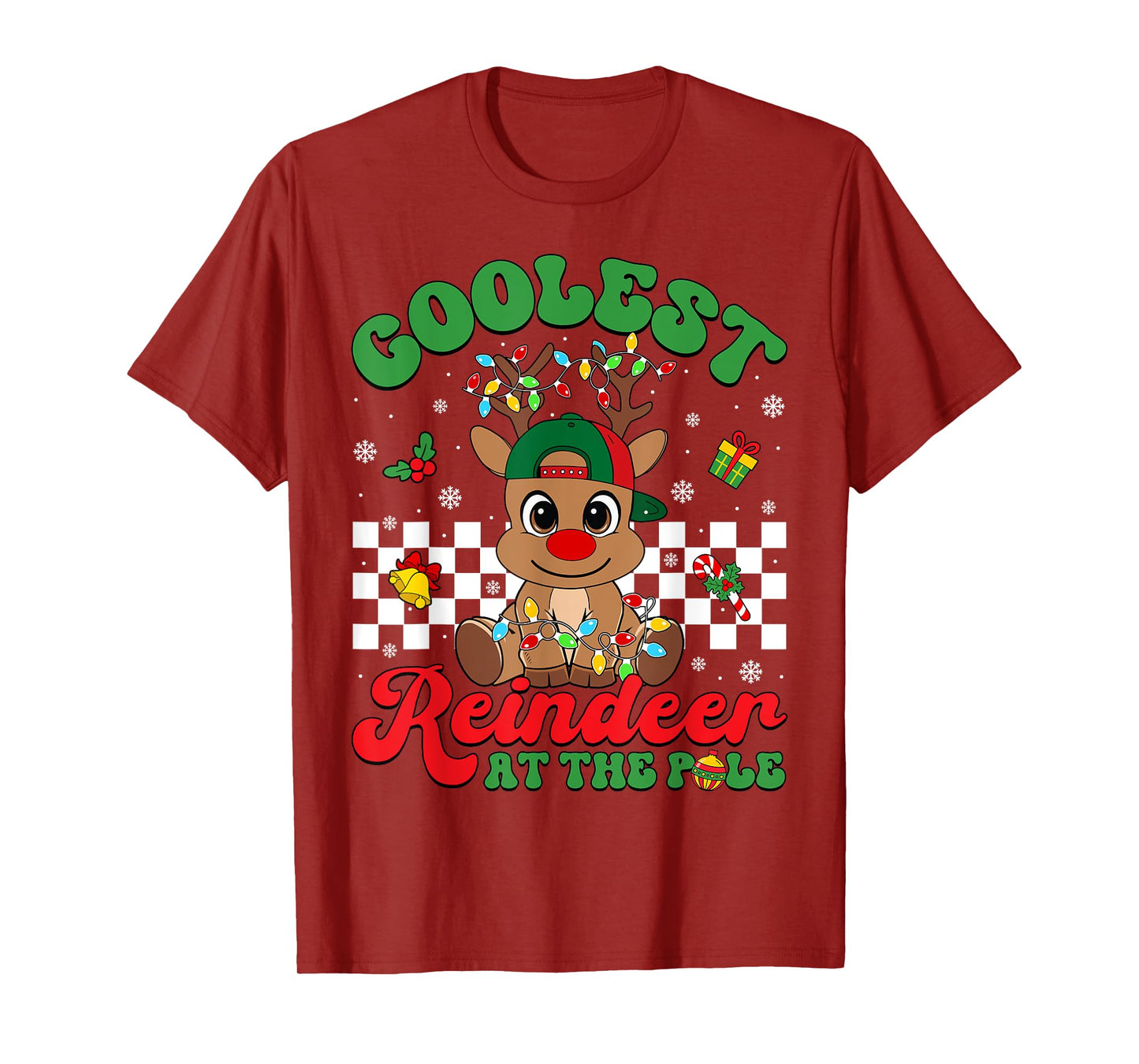 Coolest Reindeer At The Pole North Pole Christmas Boys Kids T-Shirt