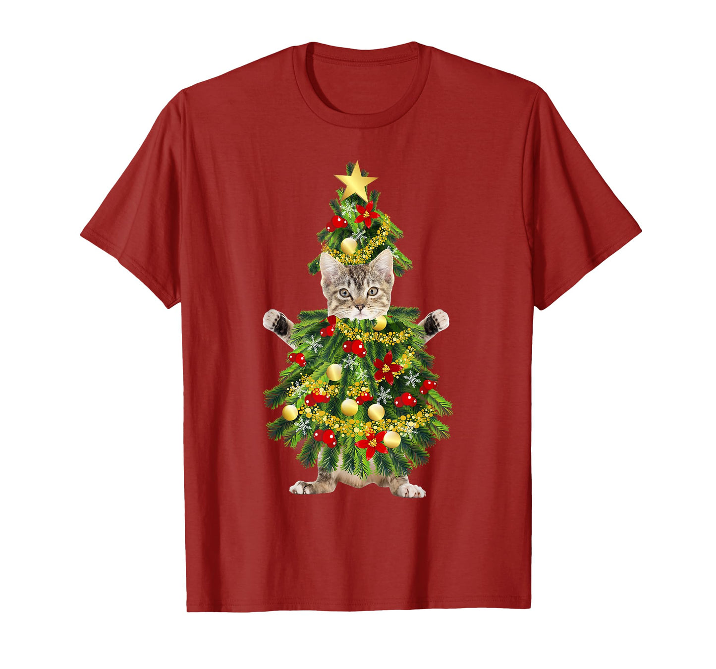 Funny Xmas Holiday Cat Christmas Tree for Cat Kitten Lovers T-Shirt for Men Women