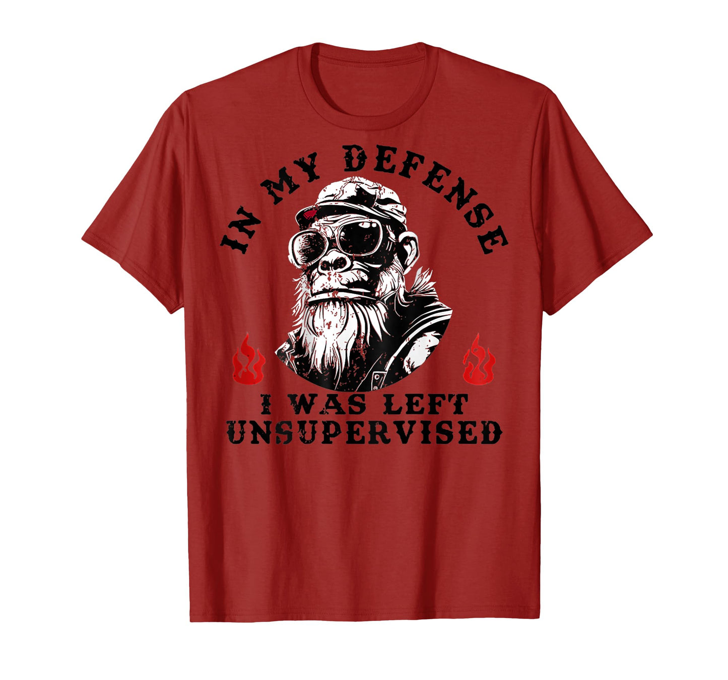 Funny Monkey In My Defense I Was Left Unsupervised (On Back) T-Shirt