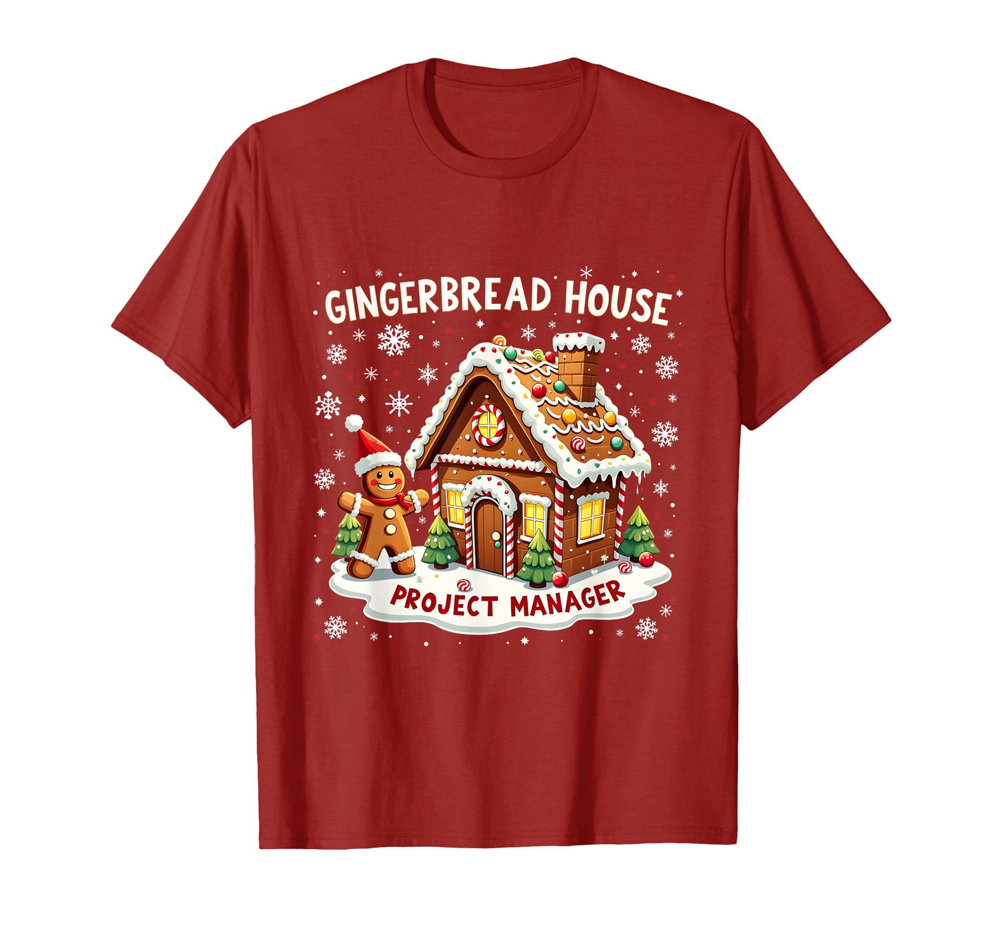 Merry Christmas Gingerbread House Project Manager Design T-Shirt