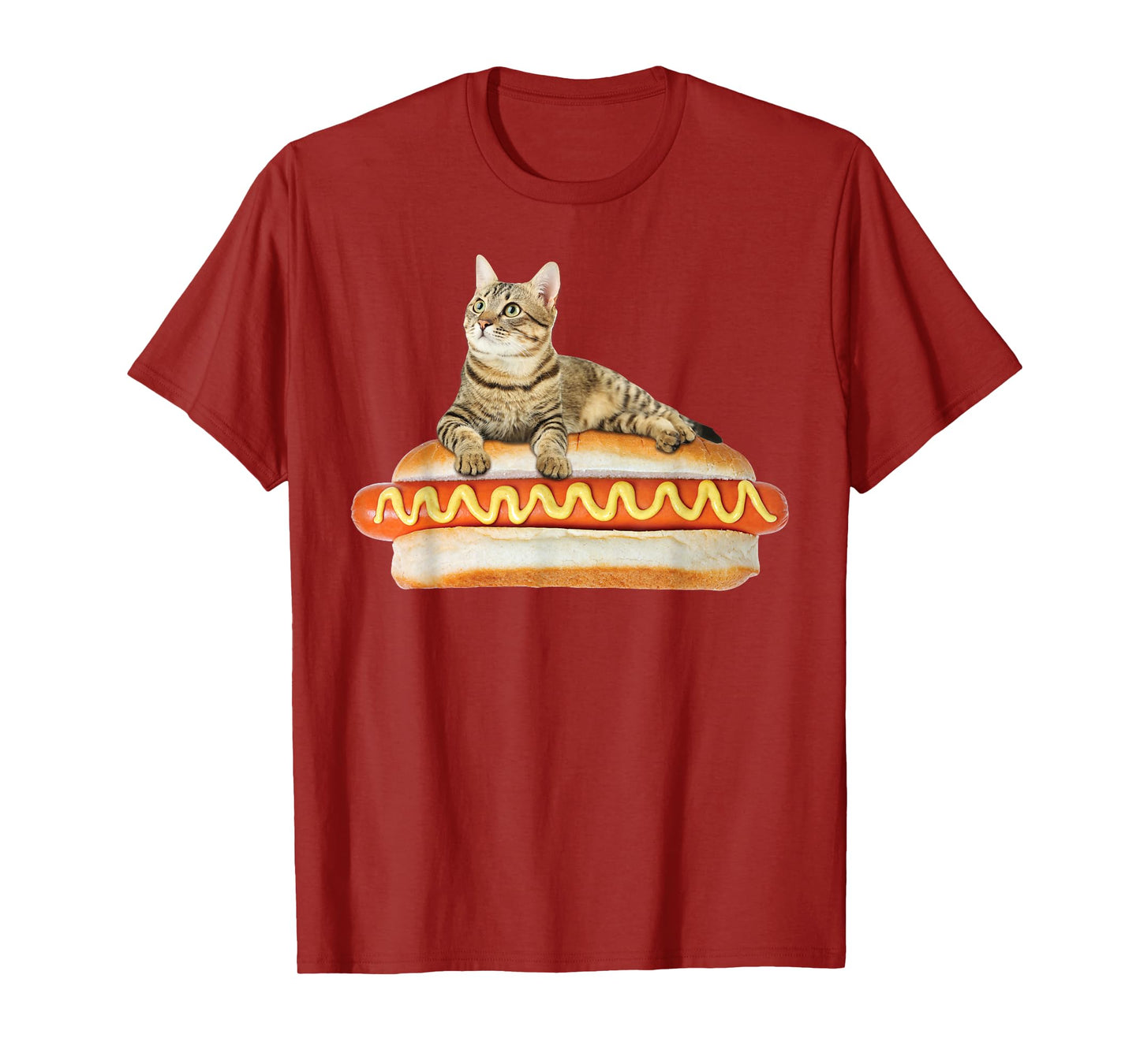Funny Hot Dog Cat Tshirt by Zany Brainy, Cute Kitty Food Tee T-Shirt