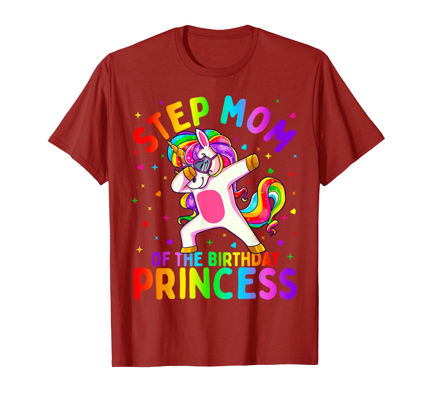 Step Mom of the Birthday Princess Girl Dabbing Unicorn T-Shirt