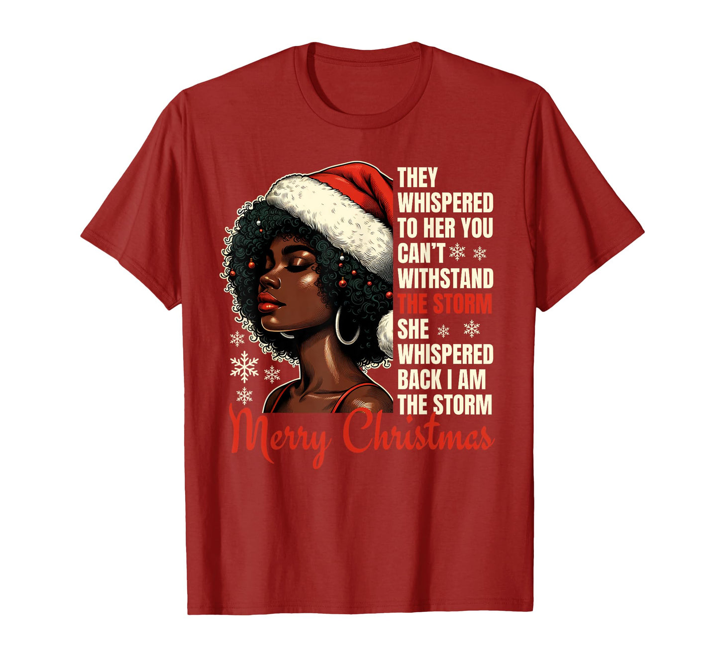 Christmas African American Black Woman Xmas Women Girls T-Shirt