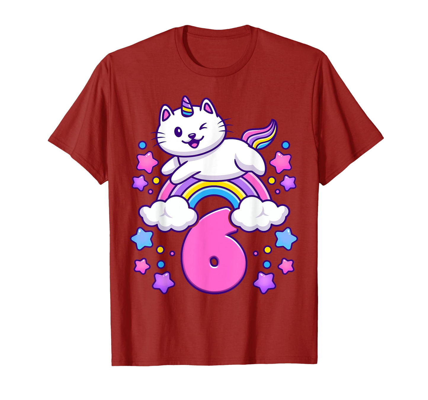 Birthday girl 6 years old, cat, unicorn, 6th birthday T-Shirt