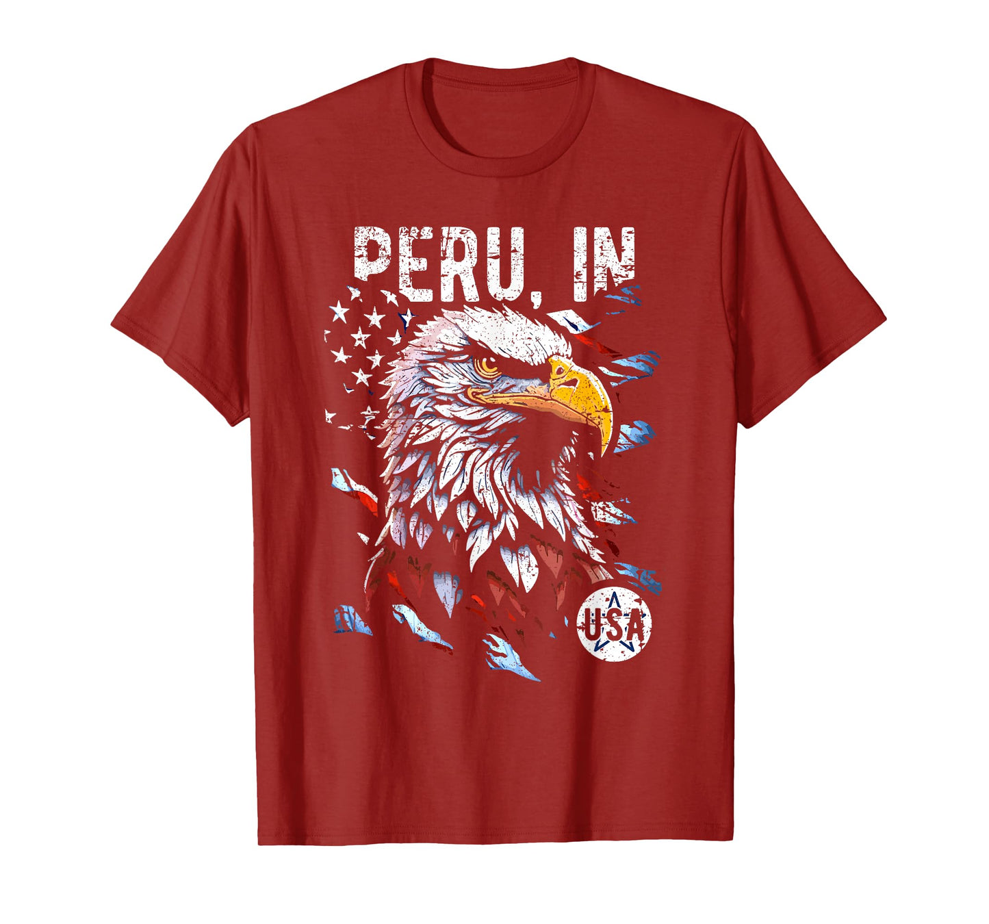 Peru IN USA Patriotic Eagle USA Flag Design T-Shirt