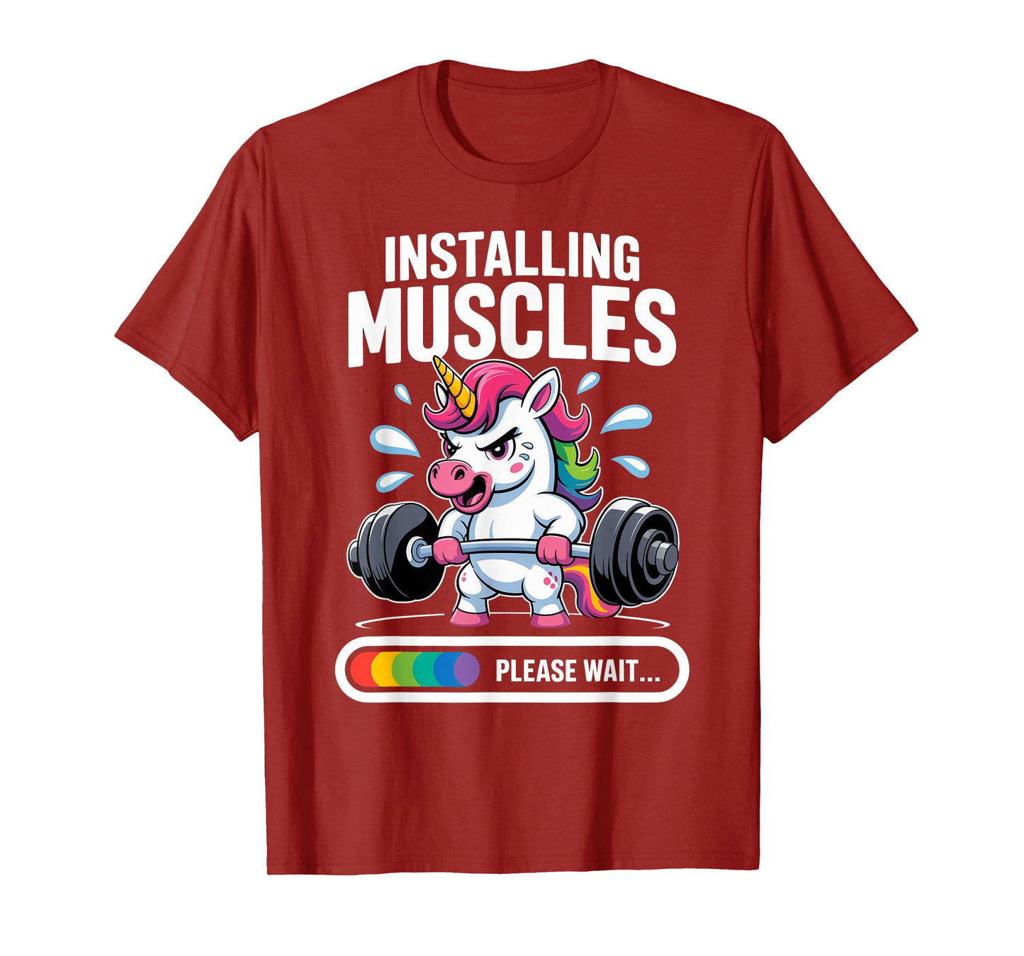 Funny Cute Unicorn Workout Gym Fitness Weightlifting T-Shirt