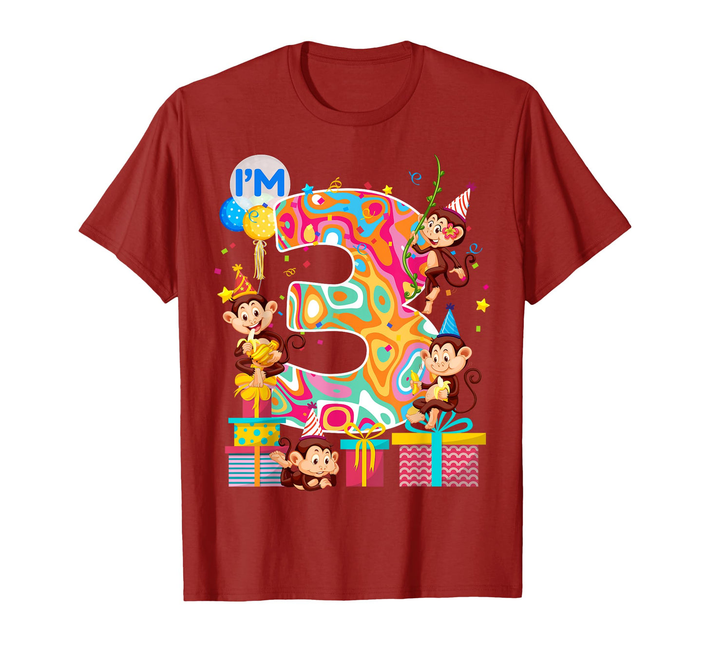 3rd B-Day Monkey Birthday Zoo Animal 3 Year Old Funny T-Shirt