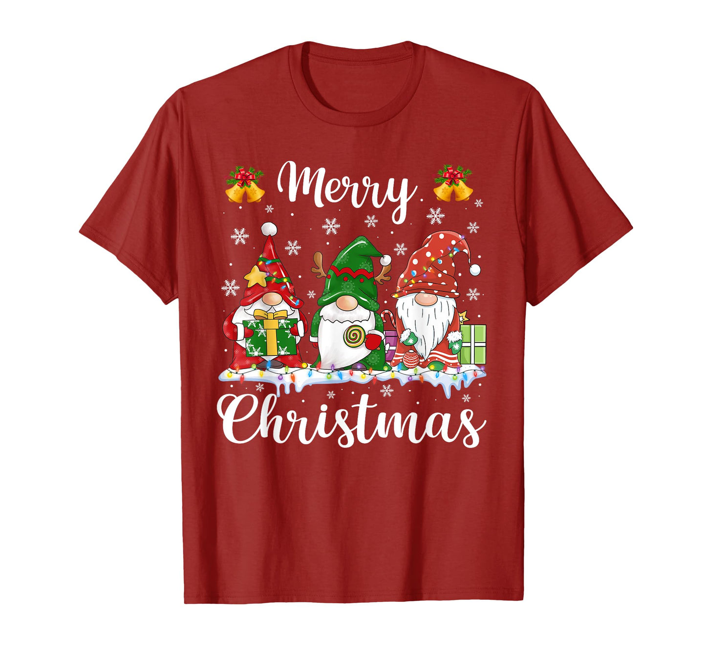 Merry Christmas Light Cute Gnomes Family Gnome Xmas Matching T-Shirt