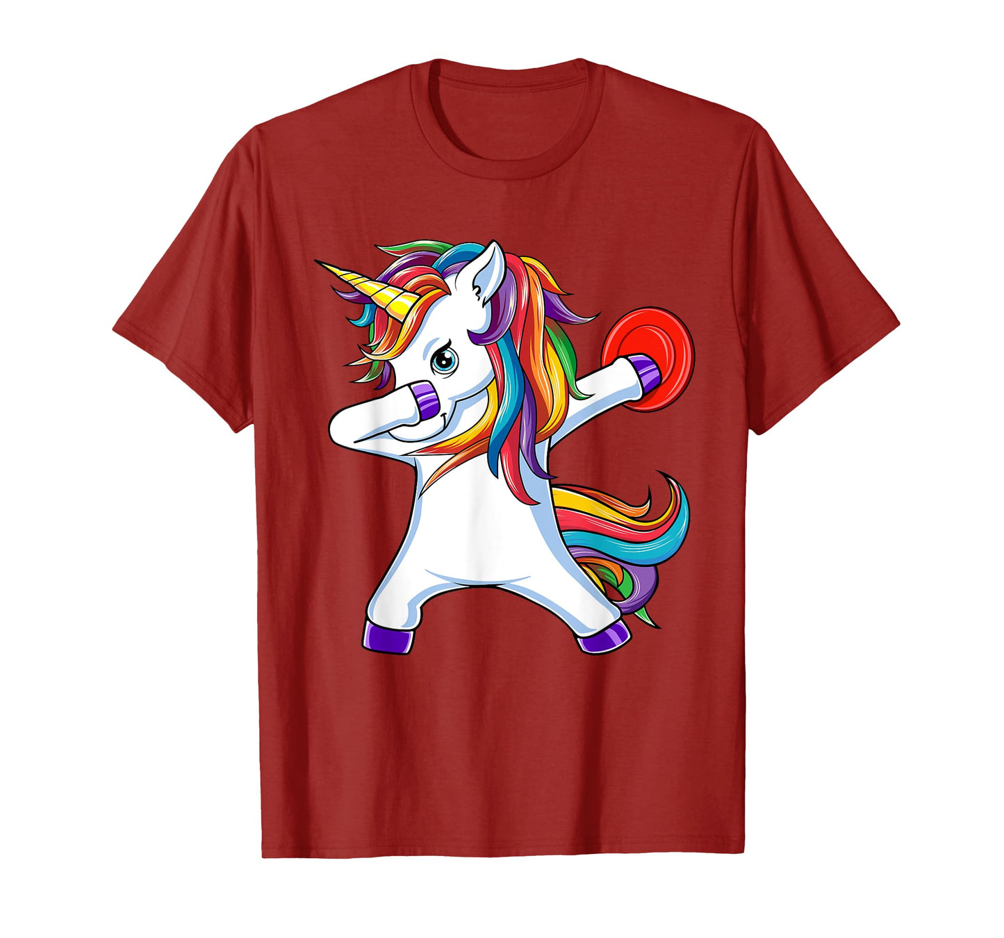 Dabbing Unicorn Funny Flying Disc Golf Player T-Shirt
