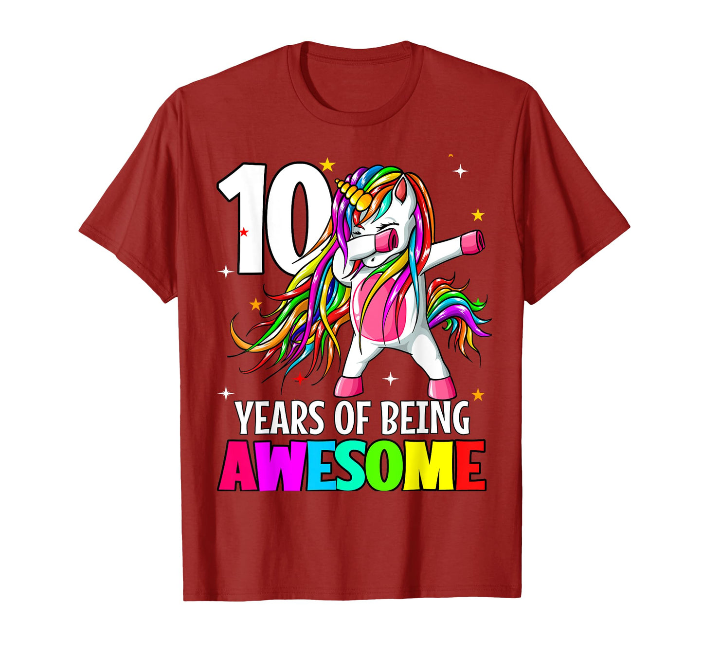 10th Birthday Dabbing Unicorn Party Gift 10 Years Old Girls T-Shirt