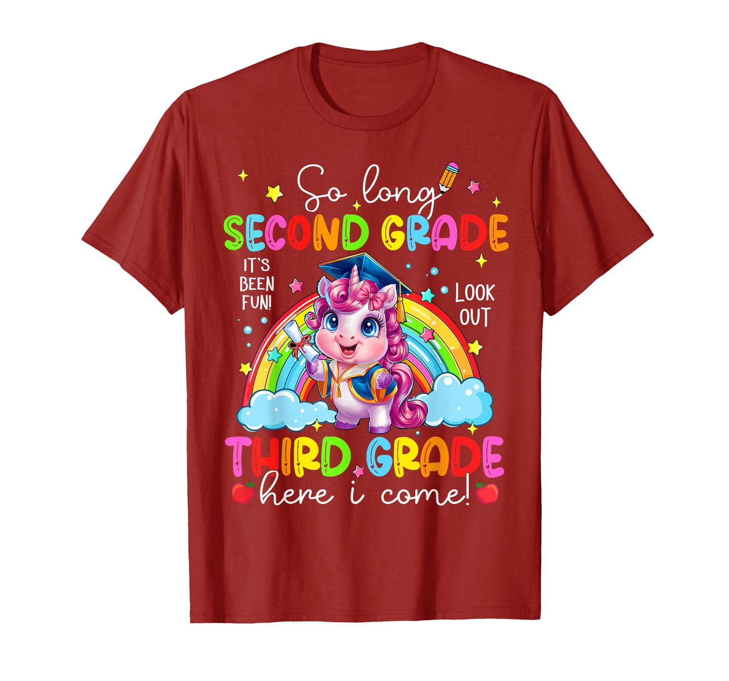 Look Out Third Grade Here I Come Unicorn Last Day Of School T-Shirt