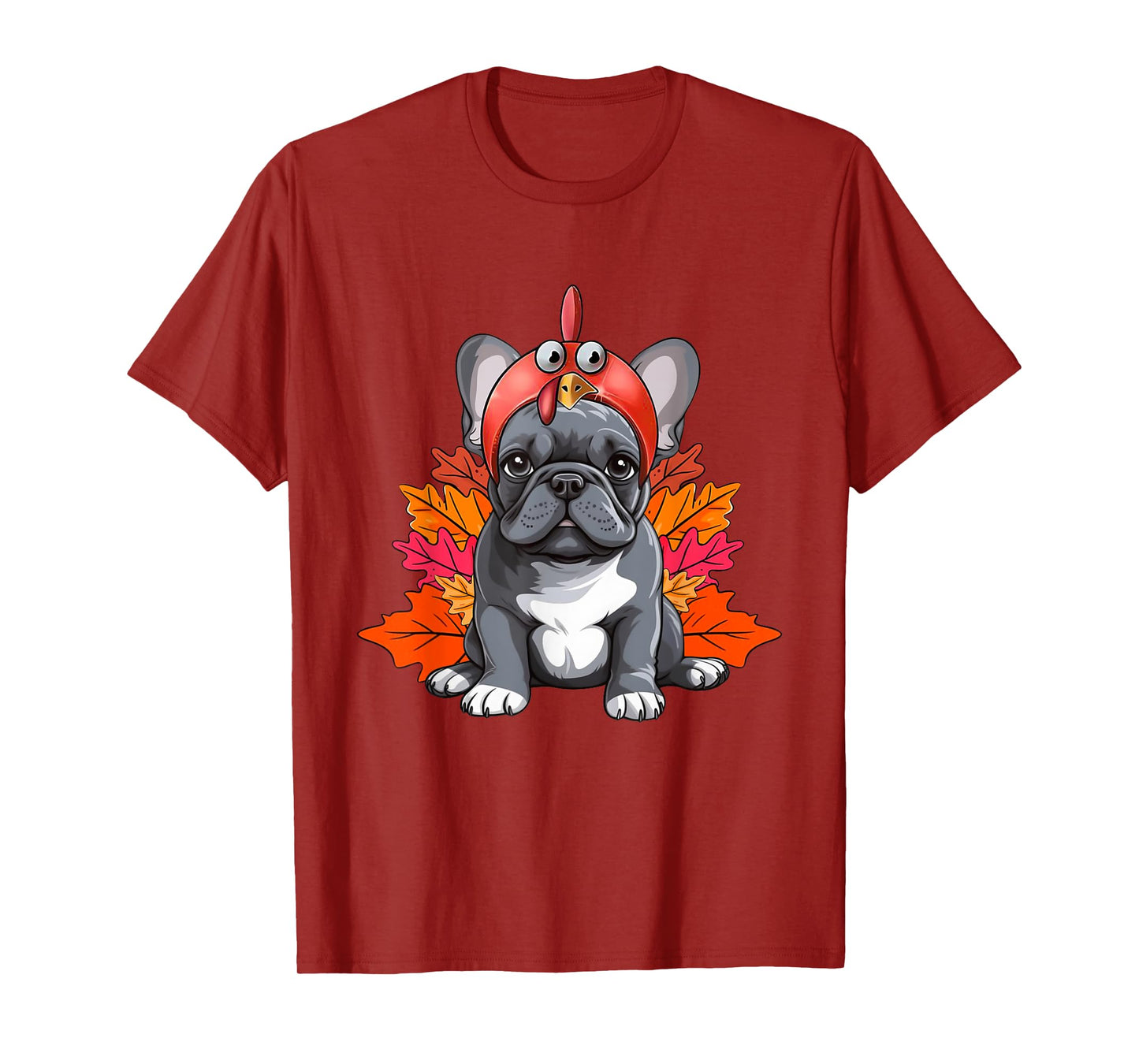 Turkey French Bulldog Fall Autumn Leaf Funny Thanksgiving T-Shirt