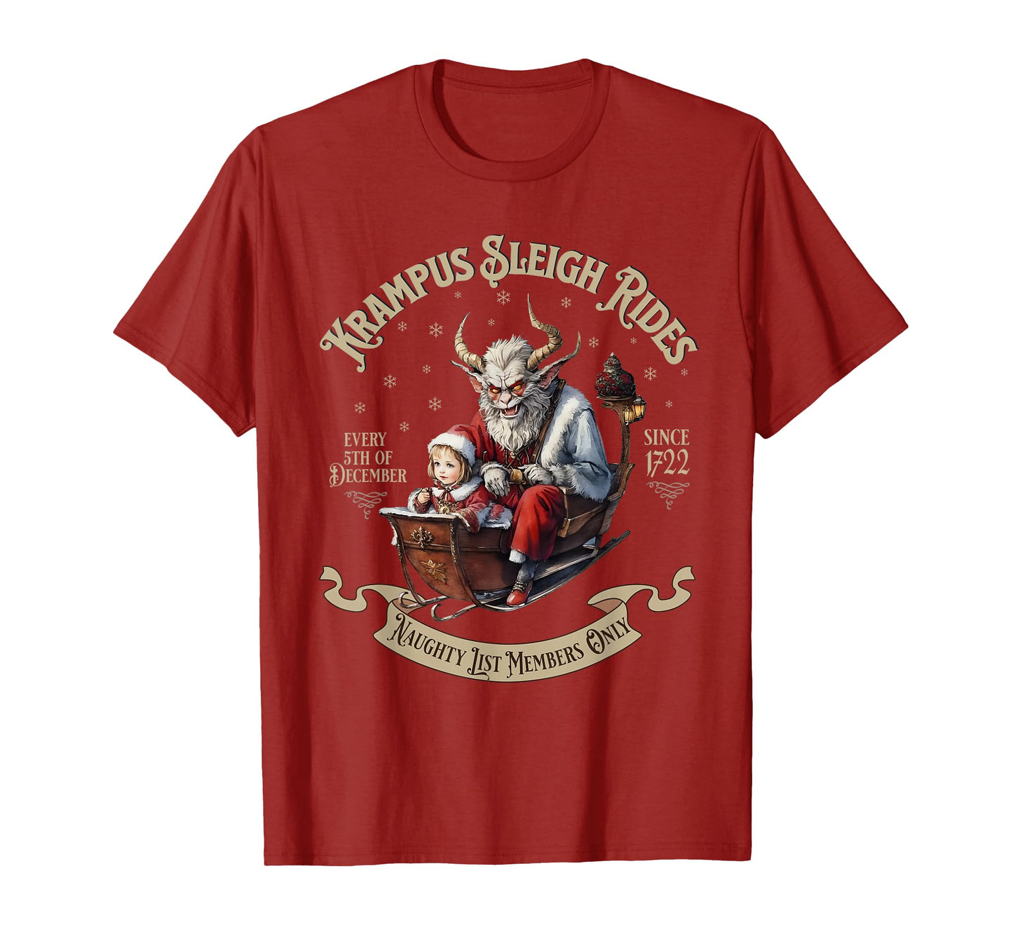 Funny Vintage Krampus Sleigh Rides Spooky Christmas Season T-Shirt